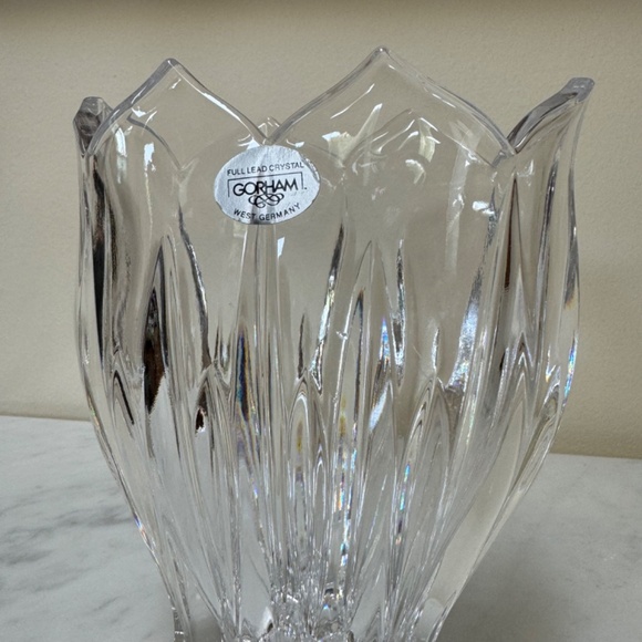 Vintage (1990-1994) Gorham "Lotus Collection" Pocket Crystal Vase West Germany - Picture 6 of 13